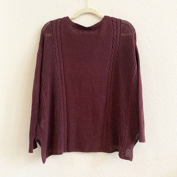 American Eagle Womens Size M Burgundy Maroon Long Sleeve Pullover Knit Sweater‎ - Picture 7 of 9